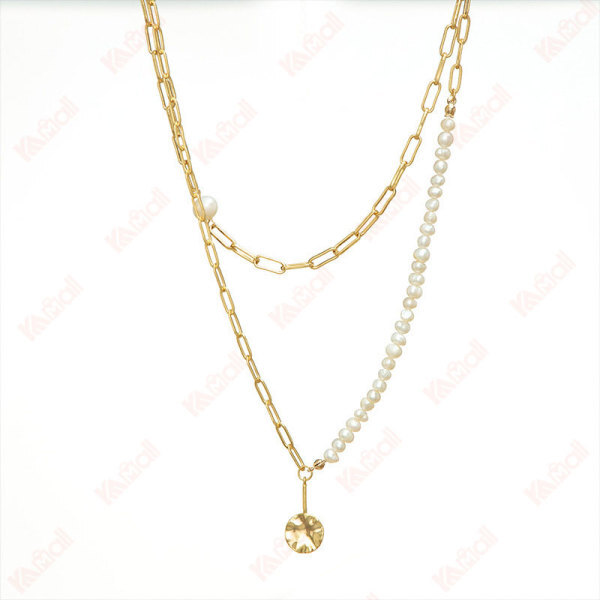 gold necklace baroque style geometric shape